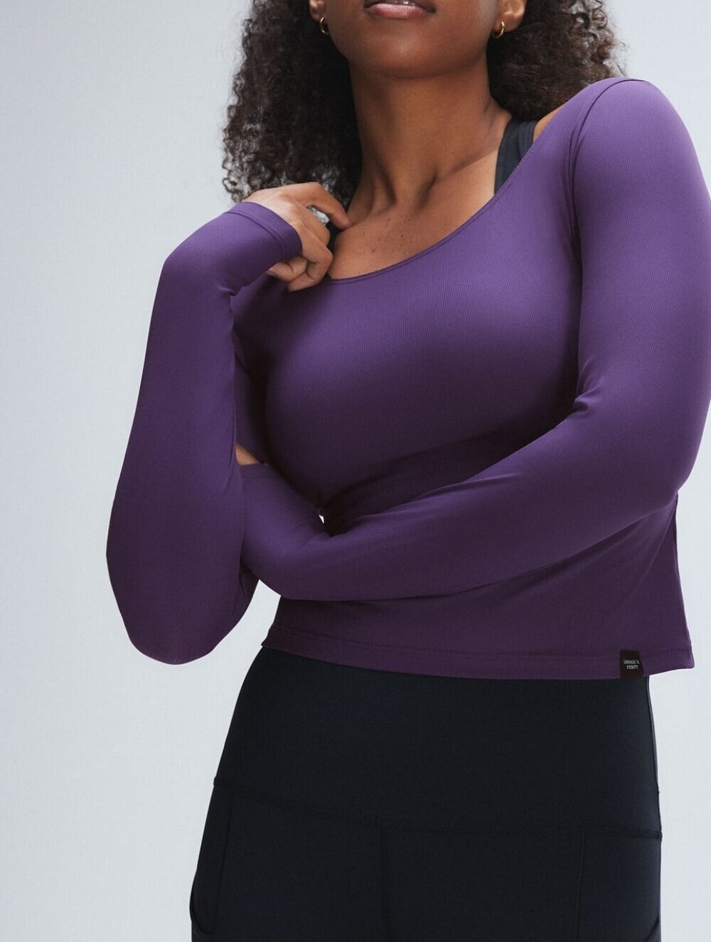 Savage X Fenty Purple Long Sleeve Scoop Neck Top...Size:XL